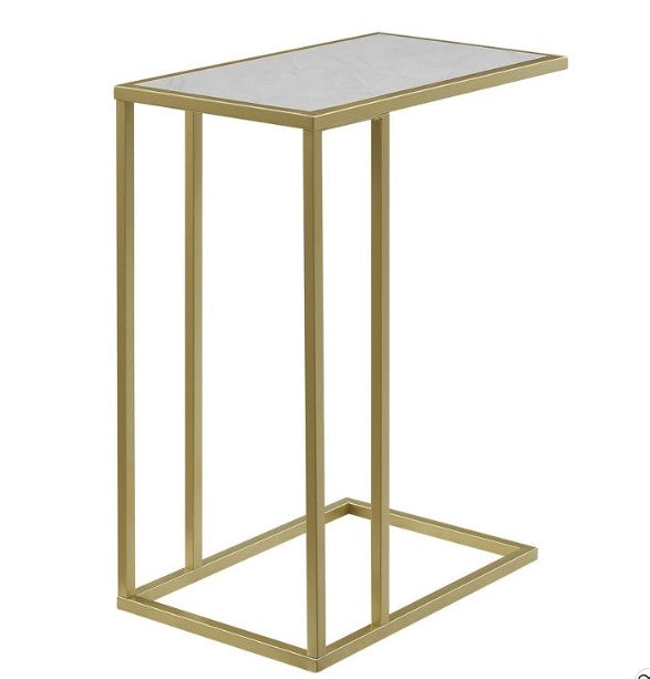 20" Modern Rectangle Two-Tone C Side Table with Metal Base