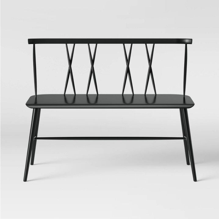 Becket Metal X Back Dining Bench Black