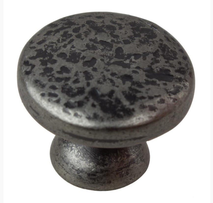 1-1/8" Weathered Nickel Round Hammered Cabinet Knob (Set of 10)
