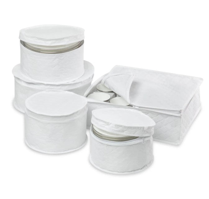 5-Piece Quilted Cloth Dinnerware Storage Set
