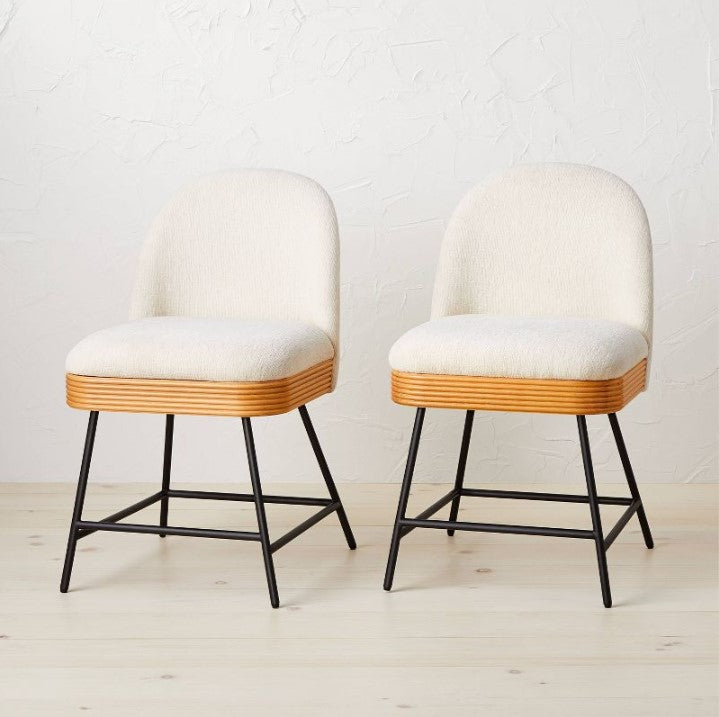 2pk Sepulveda Mixed Material Dining Chairs Ivory/Natural