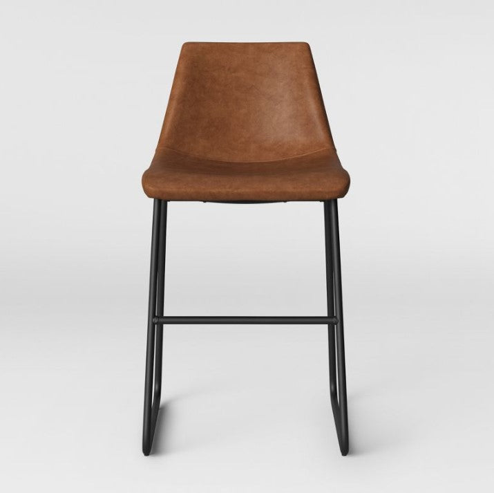 Bowden Upholstered Molded Faux Leather Counter Height Barstool
