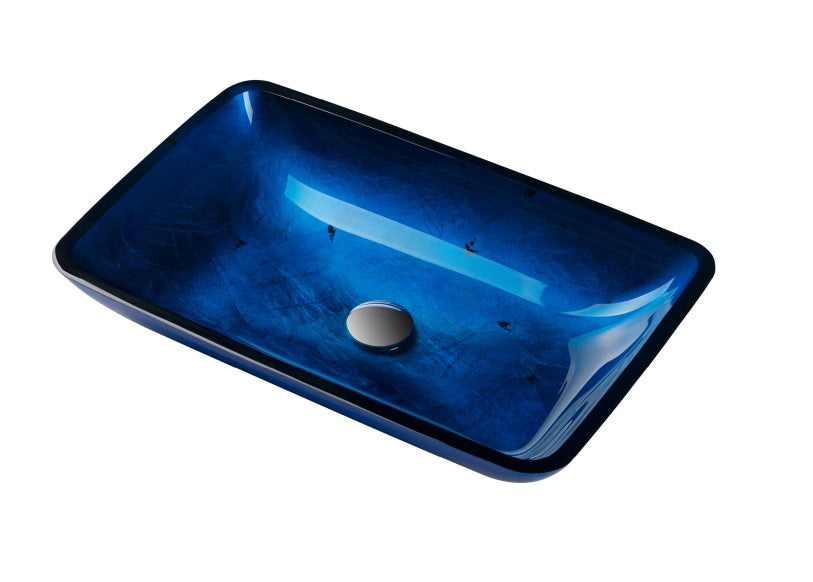 21-7/8" Irruption Blue Glass Vessel Bathroom Sink Only