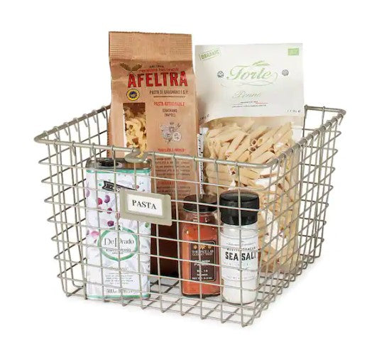 11.875 in. W x 13.75 in. D x 8 in. H Medium Storage Basket in Satin Nickel Powder Coat