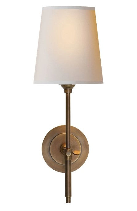 Visual Comfort Bryant 14" Sconce with Natural Paper Shade by Thomas O'Brien, 14.24x5.5"
