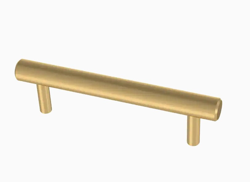 5-1/16-in Center to Center Brushed Brass Cylindrical Bar Drawer Pulls, (Set of 33)