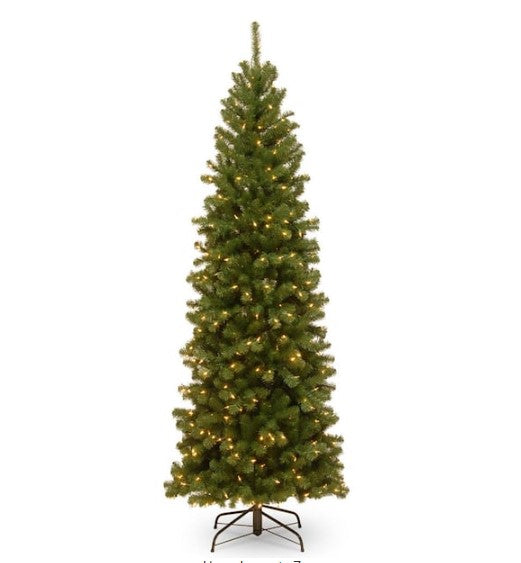 6 ft. North Valley Spruce Pencil Slim Artificial Christmas Tree with Clear Lights