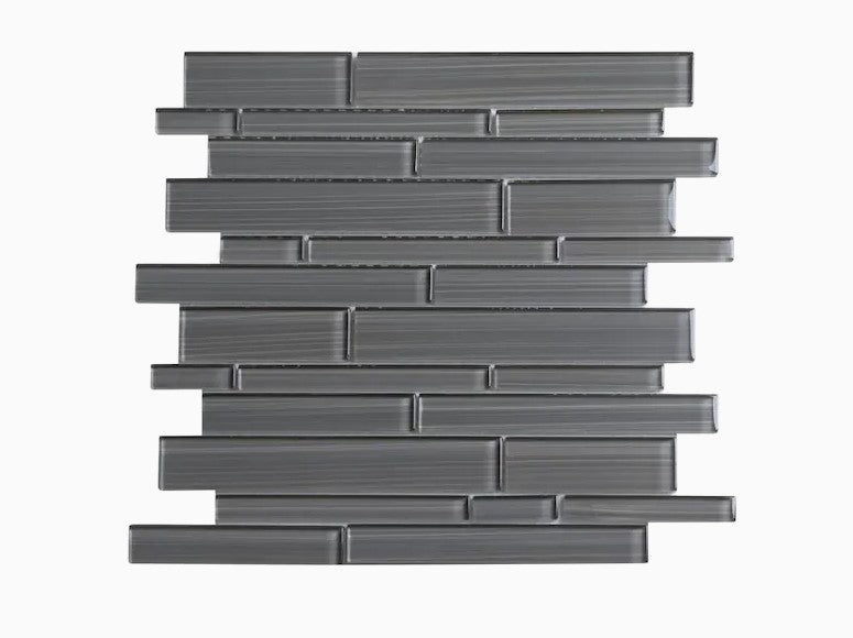 WS Tiles Hand Painted Glass Series 5-Pack Dark Gray 12-in x 12-in Hand-painted Glass Linear Wall Tile ss703