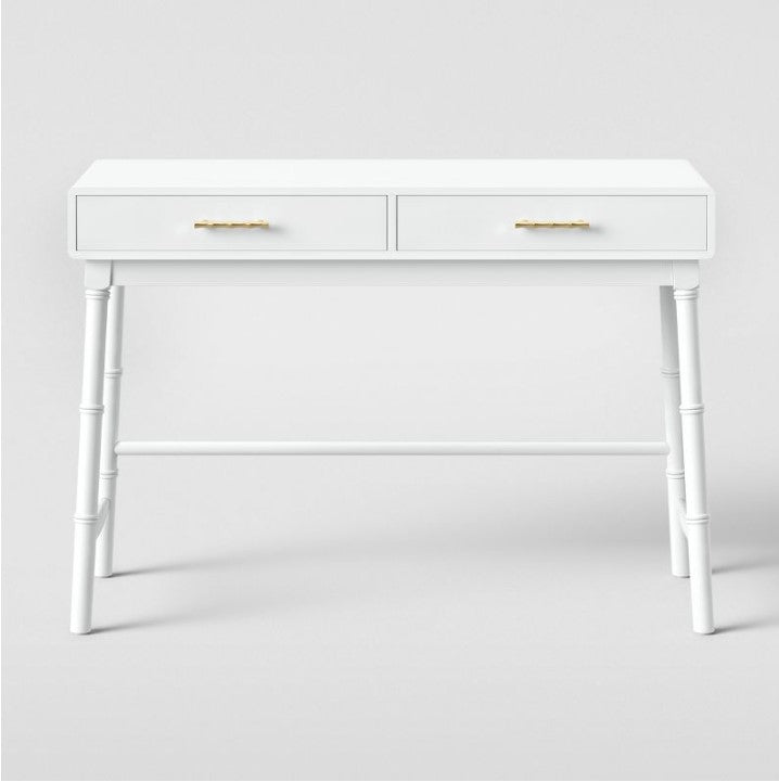 Oslari Wood Writing Desk with Drawers White