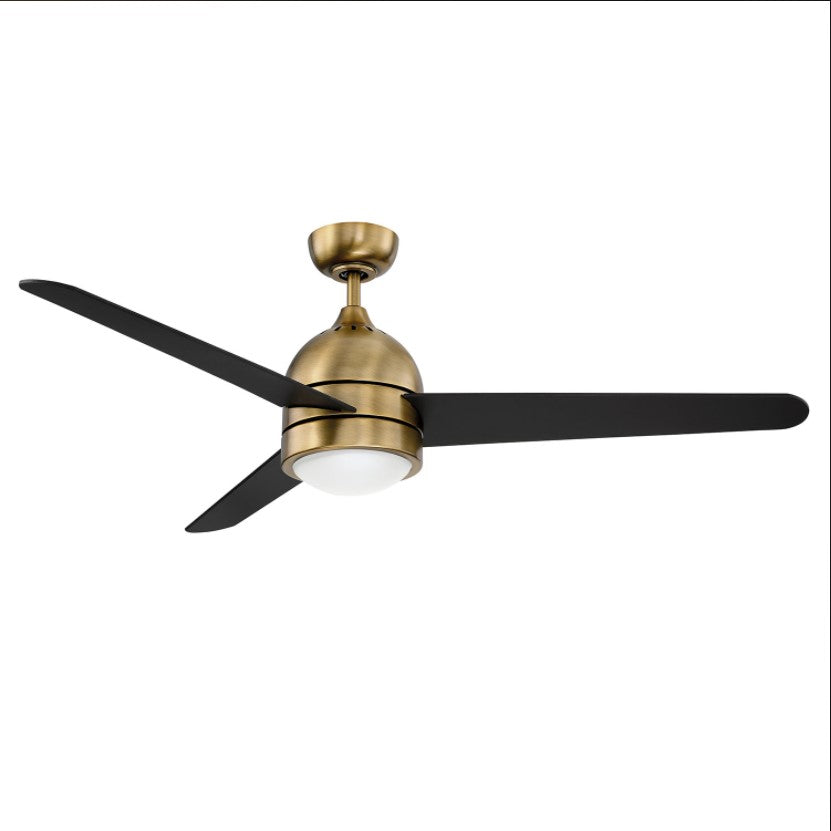 Zig New Aged Brass LED  Ceiling Fan with Black Blades CL901