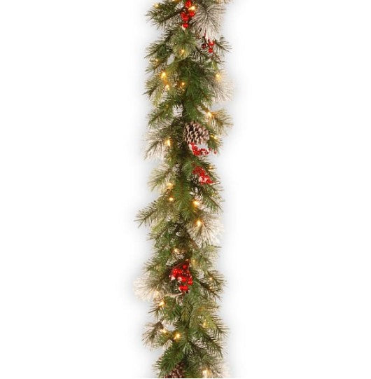 9 ft. Wintry Berry Garland with Clear Lights