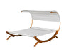 2-Person Medium Brown Wood Outdoor Swing Bed