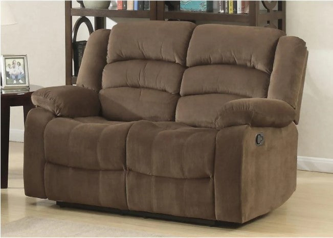 Bill 60 in. Brown  Polyester 2-Seater Reclining Loveseat with Square Arms OP029