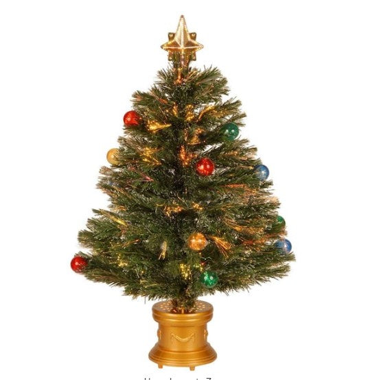 2.67 ft. Fiber Optic Fireworks Artificial Christmas Tree with Ball Ornaments