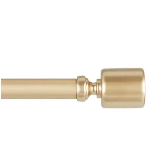 36 in. - 72 in. Adjustable Length 1 in. Dia Single Curtain Rod Kit in Gold with Rino Finial