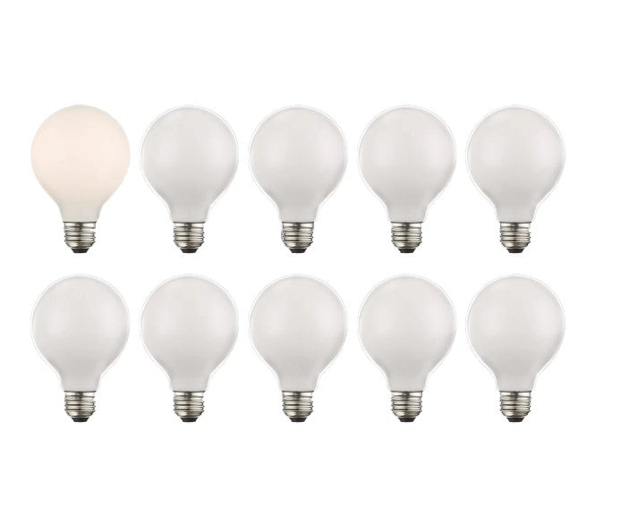 Pack of (10) 7.7 Watt Vintage Edison Dimmable G25 Medium (E26) LED Bulbs - 800 Lumens, 3000K, and 90CRI