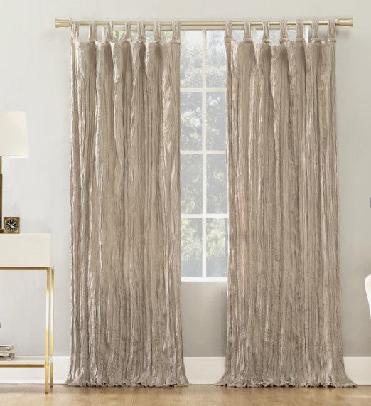 95-in Stone Velvet Semi-sheer Top Tab Single Curtain Panel (Set of 8)