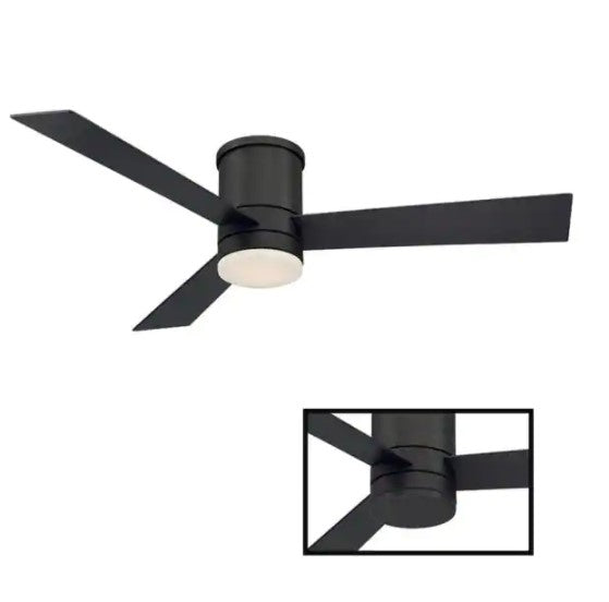 Axis 52 in. LED Indoor/Outdoor Bronze 3-Blade Smart Flush Mount Ceiling Fan with 3000K Light Kit and Remote Control