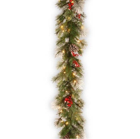 9 ft. Wintry Berry Garland with Clear Lights
