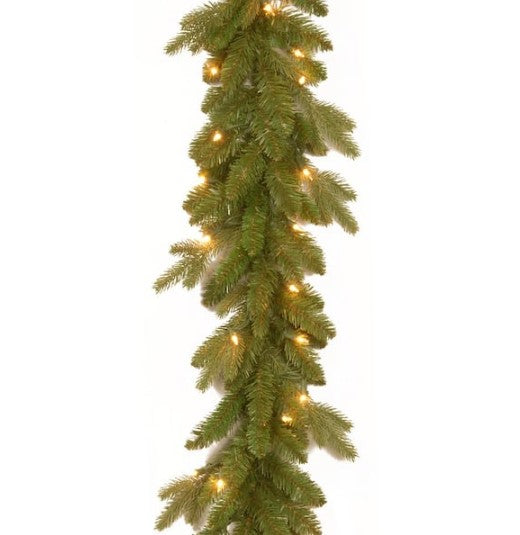 9 ft. Avalon Spruce Garland with Clear Lights