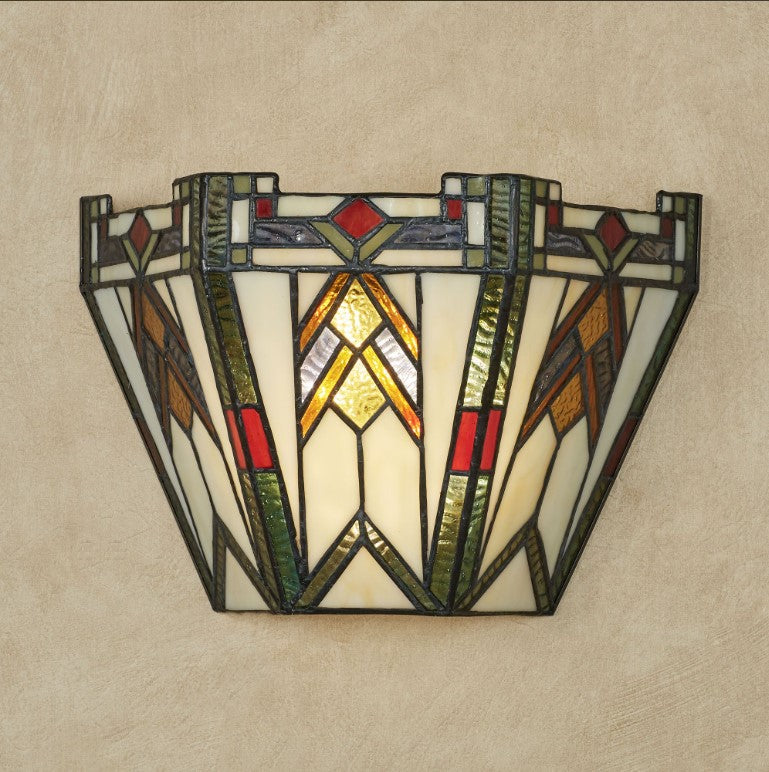 Barstow Stained Glass Wireless LED Wall Sconce with Remote
