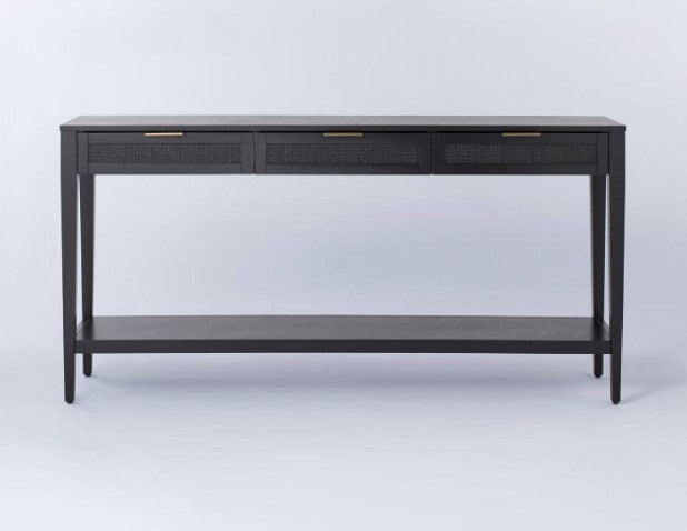 East Bluff Woven Drawer Console Table Black