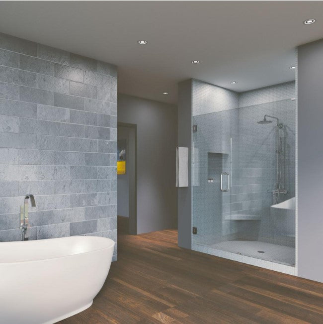 57.75 in. x 80 in. Frameless Hinged Reversible Shower Door and Panel in Chrome pt570