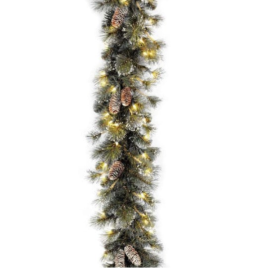 9 ft. Glitter Pine Garland with Clear Lights