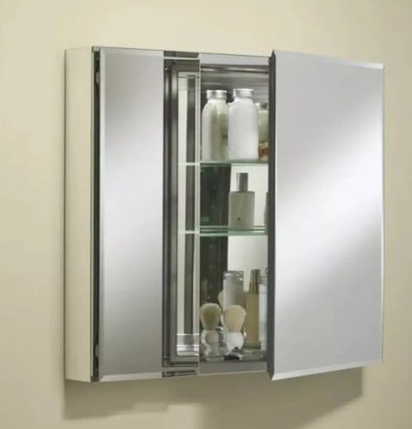 30" x 26" Double Door Reversible Hinge Frameless Mirrored Medicine Cabinet