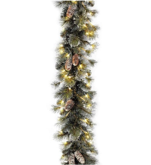 9 ft. Glitter Pine Garland with Clear Lights