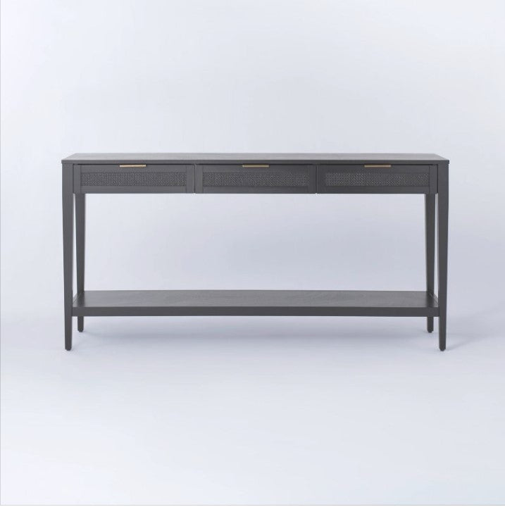 Woven Drawer Console Table Black