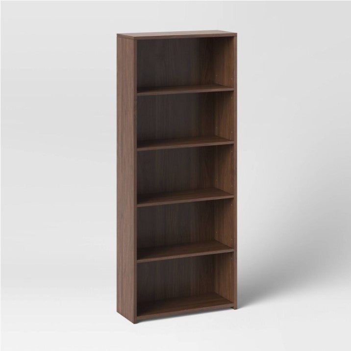 72.87" Brannandale 5 Shelf Bookcase Walnut