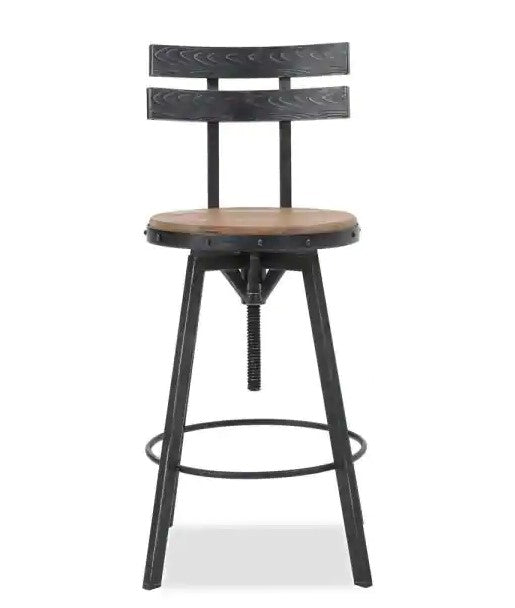 Black Brushed Silver Adjustable Bar Stool