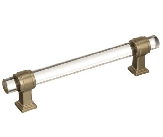 5-1/16 Inch Center to Center Clear/Golden Champagne Cabinet Pull (Handle)