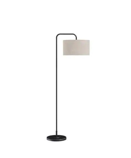 64 in. Oil Rubbed Bronze Floor Lamp with Arc Design and Luxurious Natural Linen Drum Shade