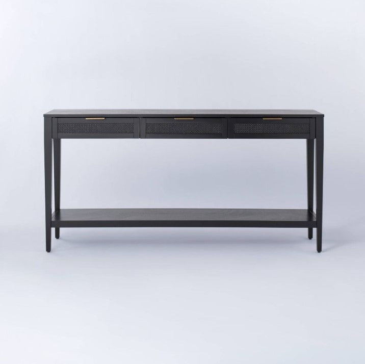 Woven Drawer Console Table Black