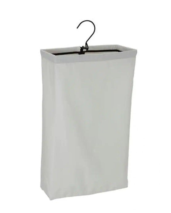 White Hanging Laundry Bag with Black Trim