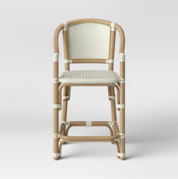 Parksley Rattan and Woven Counter Height Barstool