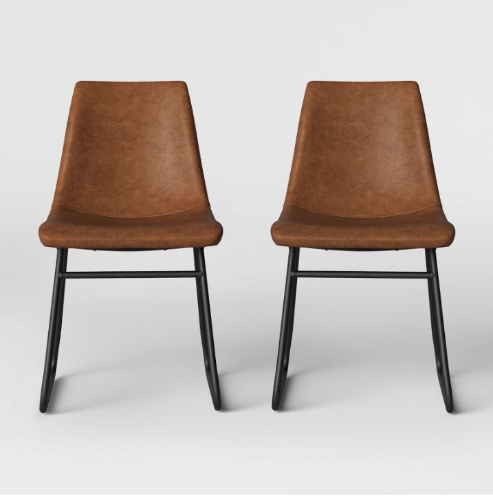 Bowden Faux Leather and Metal Dining Chair, (Set of 4)