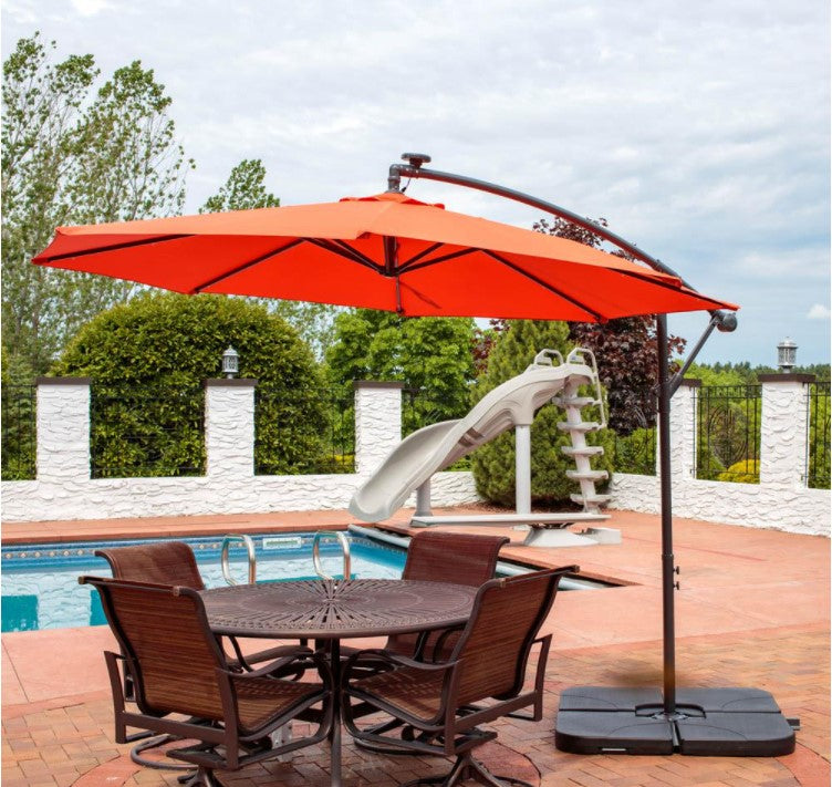 10 ft. Steel Cantilever Solar Patio Umbrella in Burnt Orange K8550