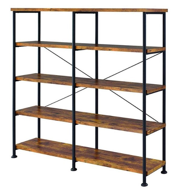 63" Industrial Metal Frame 4 Shelves Wooden Bookcase Brown/Black