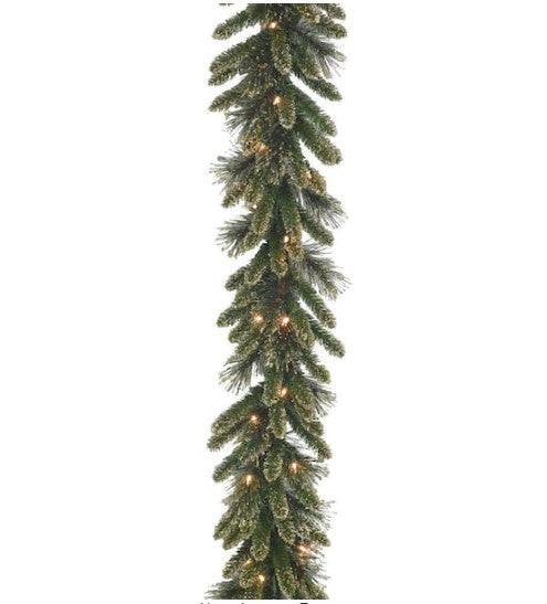 9 ft. x 10 in. Glittery Gold Pine Garland with Glitter, Gold Cones, Gold Glittered Berries