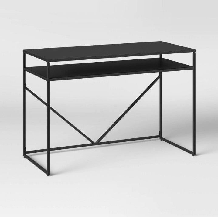 Glasgow Metal Writing Desk with Storage Black