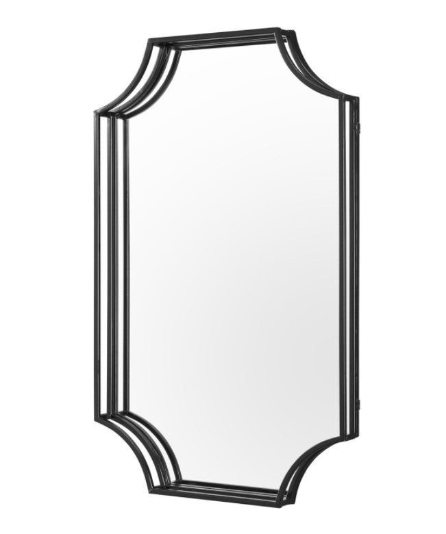 Black Rectangle  Notched Corner Framed Mirror K8439