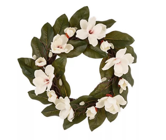 24-Inch Artificial Magnolia Wreath K7993