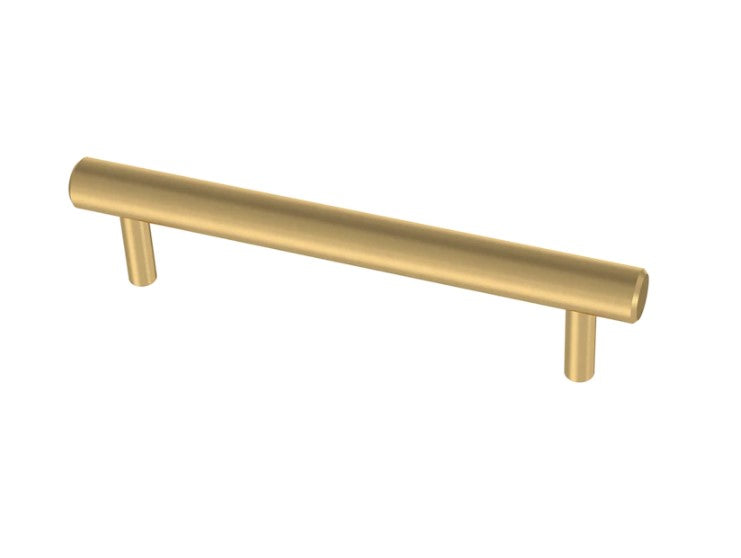 Bar 6-5/16-in Center to Center Brushed Brass Cylindrical Bar Drawer Pulls, (Set of 2)
