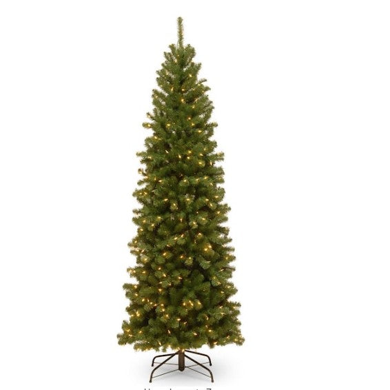 6 ft. North Valley Spruce Pencil Slim Artificial Christmas Tree with Clear Lights