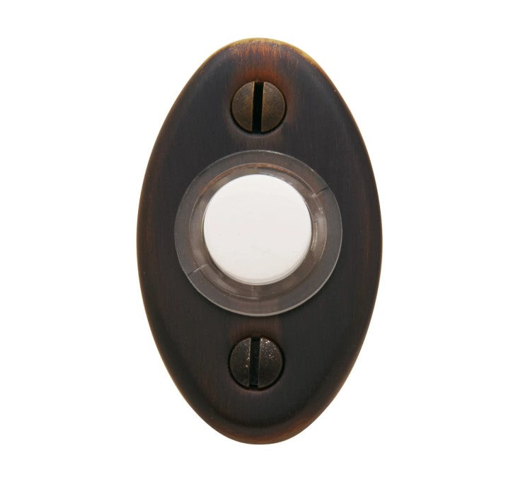 Baldwin 2 Inch x 1-1/8 Inch Solid Brass Oval Door Bell with Illuminated Button ts576