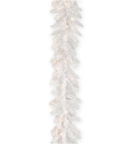 9 ft. Dunhill White Fir Garland with Clear Lights