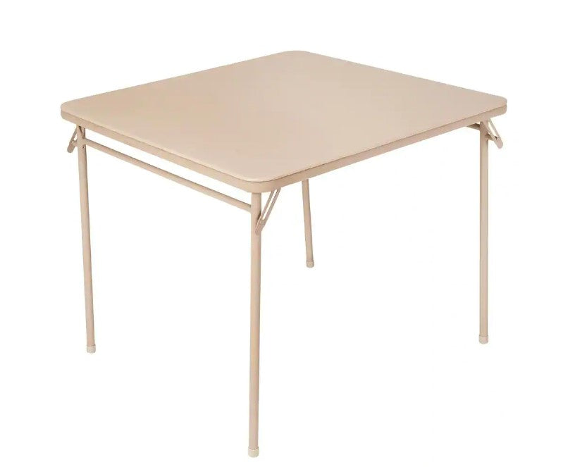 34 in. Antique Linen Vinyl Top Folding Card Table